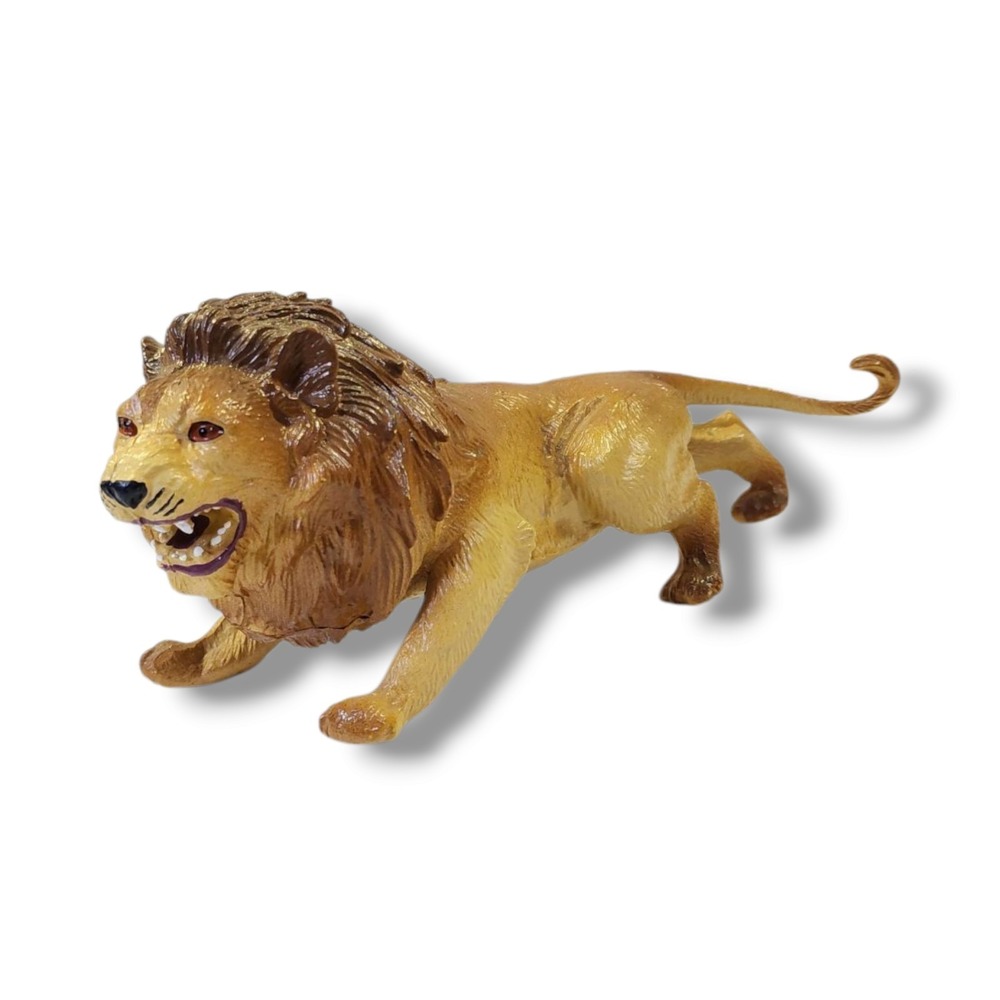 Vintage Lion Figure Male Imperial Animal Hard Rubber Wild Safari 9" 1990s Toy 93